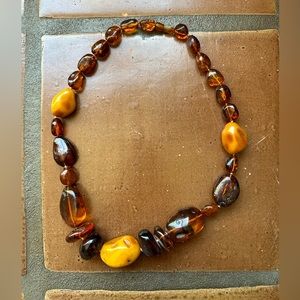 Vintage Genuine Chunky Amber Necklace 28”
